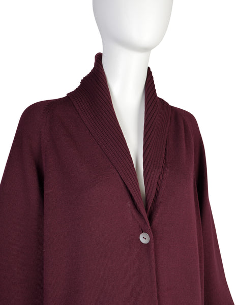Romeo Gigli Vintage AW 1988 Oversized Longline Maroon Knit Cardigan Sweater