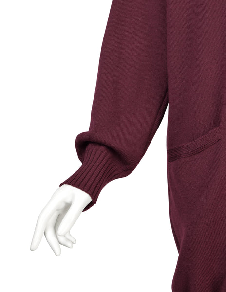 Romeo Gigli Vintage AW 1988 Oversized Longline Maroon Knit Cardigan Sweater