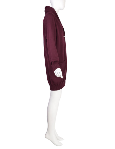 Romeo Gigli Vintage AW 1988 Oversized Longline Maroon Knit Cardigan Sweater