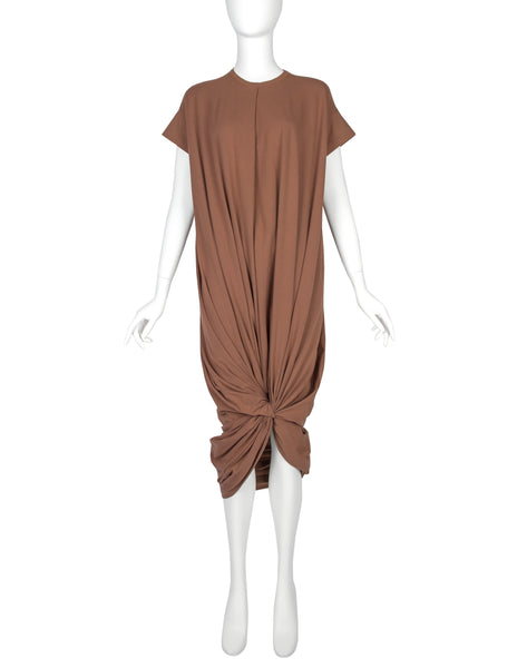 Romeo Gigli Vintage c. 1987 Terracotta Twisted Knot Dress