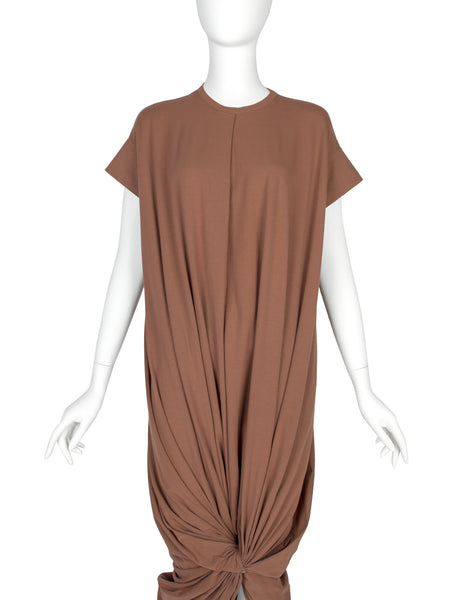 Romeo Gigli Vintage c. 1987 Terracotta Twisted Knot Dress