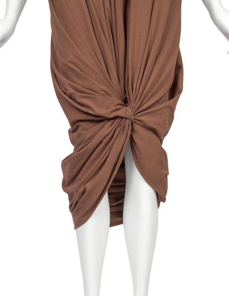 Romeo Gigli Vintage c. 1987 Terracotta Twisted Knot Dress