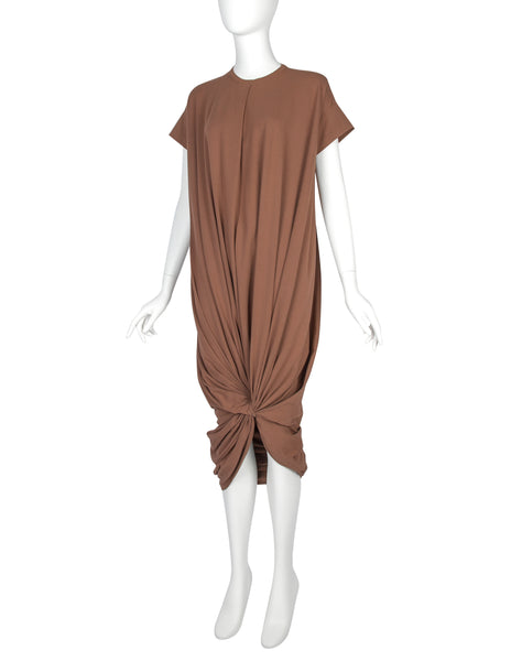 Romeo Gigli Vintage c. 1987 Terracotta Twisted Knot Dress
