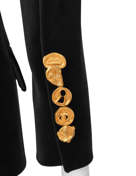 Schiaparelli by Daniel Roseberry AW 2023 Black Velvet and Goat Off The Shoulder Jacket