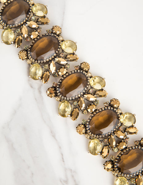 Schiaparelli Vintage 1950s Golden Brown and Yellow Rhinestone Bracelet