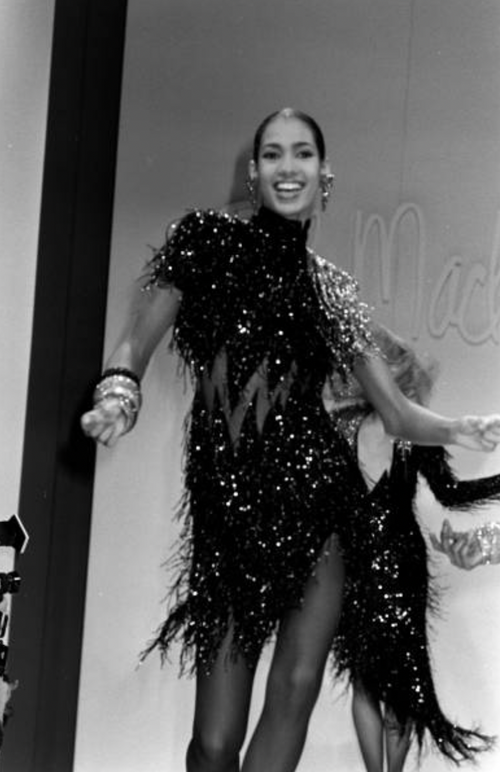 Bob Mackie Vintage SS1989 Runway Black Orange Red Sequin Beaded