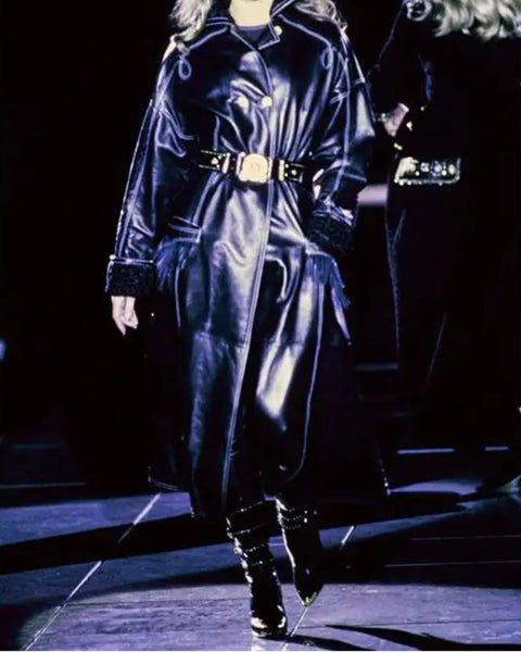 Gianni Versace Vintage AW 1992 Miss S&M Iconic Black Leather Studded Buckle Bondage Boots