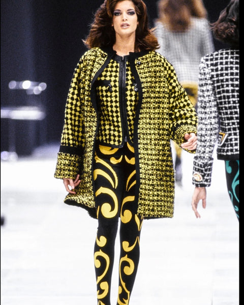 Gianni Versace Vintage AW 1991 Black Velvet Leggings with Scrolling Applique