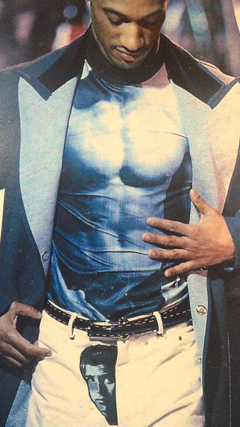 Jean Paul Gaultier Vintage AW 1992 Boxer Print Charcoal Grey Long Sleeve Shirt