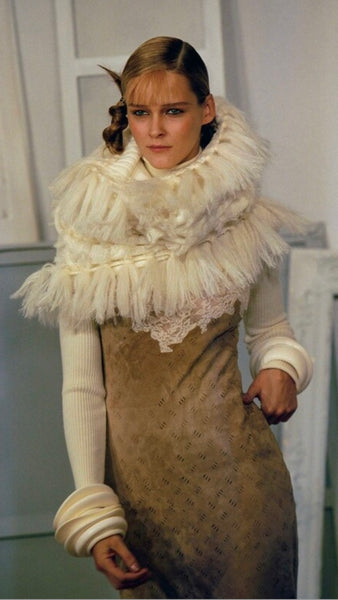 Christian Dior by John Galliano Vintage AW 1999 Beige Suede and Lace Gown