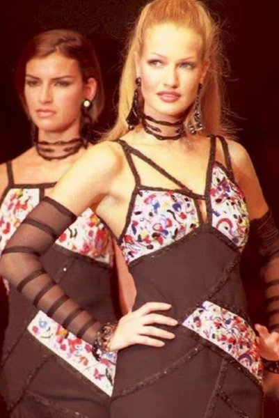 Karl Lagerfeld Vintage SS 1993 Beaded Cutout Black Longline Jacket