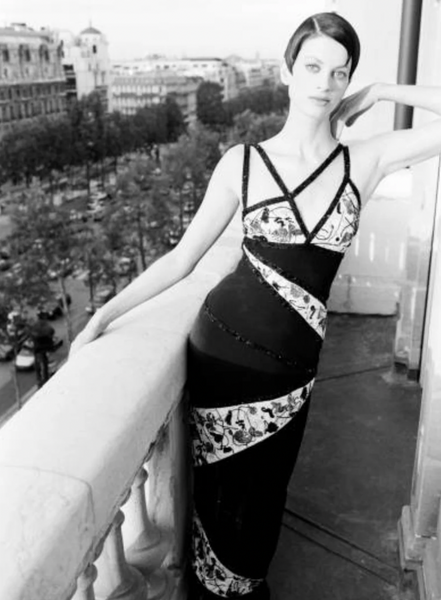 Karl Lagerfeld Vintage SS 1993 Beaded Cutout Black Longline Jacket