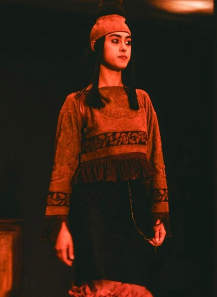 Jean Paul Gaultier Vintage AW 1986 Teal and Red Cherub Terrycloth Fringe Sweater