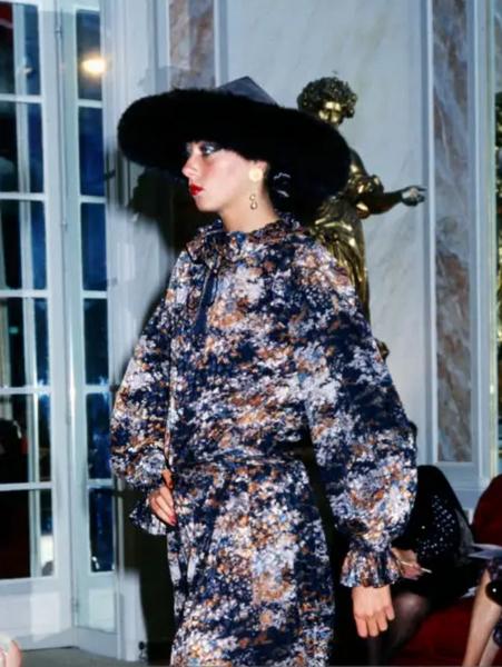 Yves Saint Laurent Vintage Haute Couture AW 1977 'Les Chinoises' Autumnal Foliage Print Silk Top