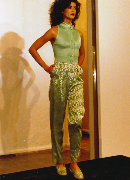 Azzedine Alaia Vintage SS 1986 Ivory Embroidered Shirt and Skirt Ensemble