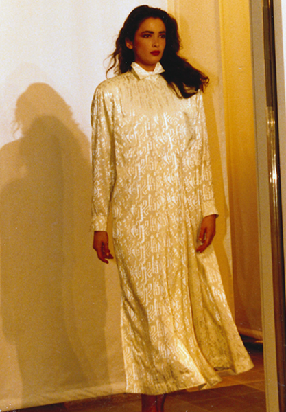 Azzedine Alaia Vintage SS 1986 Ivory Embroidered Shirt and Skirt Ensemble