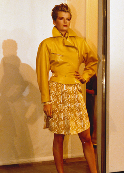 Azzedine Alaia Vintage SS 1986 Ivory Embroidered Shirt and Skirt Ensemble