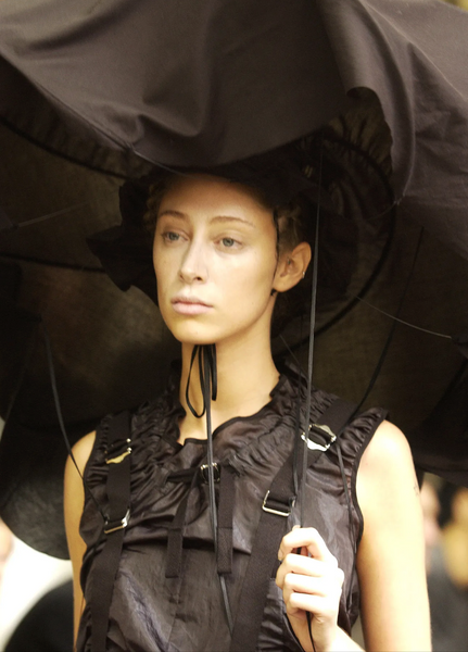 Junya Watanabe Comme des Garcons Vintage SS2003 Phenomenal Black Ruched Buckle Parachute Dress