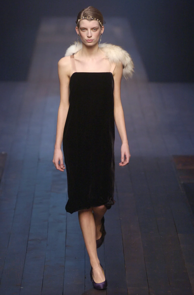 Lanvin Vintage AW 2004 by Alber Elbaz Marmot and Black Silk Velvet Bustle Trained Gown