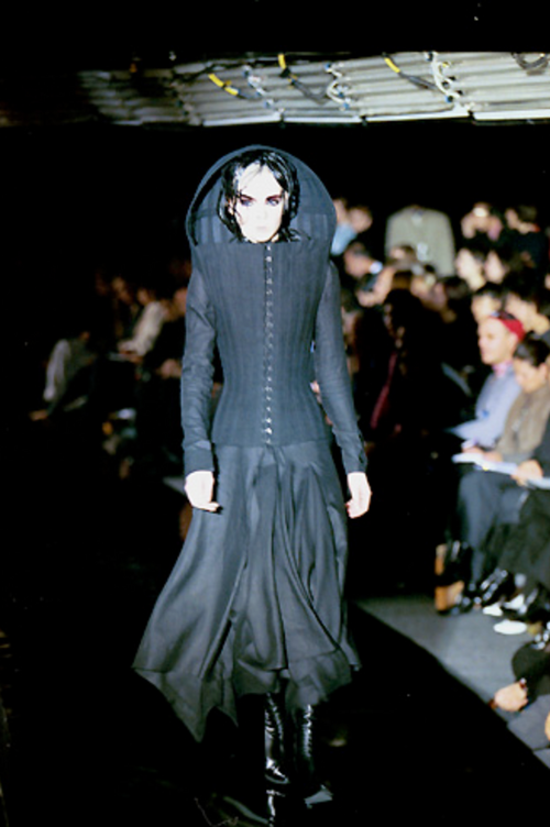 Olivier Theyskens Vintage AW 1999 Deepest Charcoal Grey Raw Silk