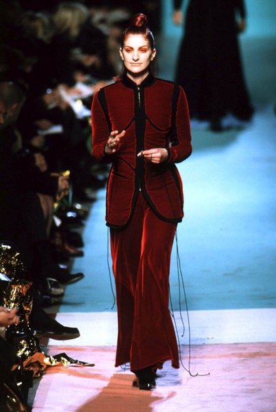 Jean Paul Gaultier Vintage AW 1996 Phenomenal Futuristic Black Velvet Jacket and Pant Ensemble