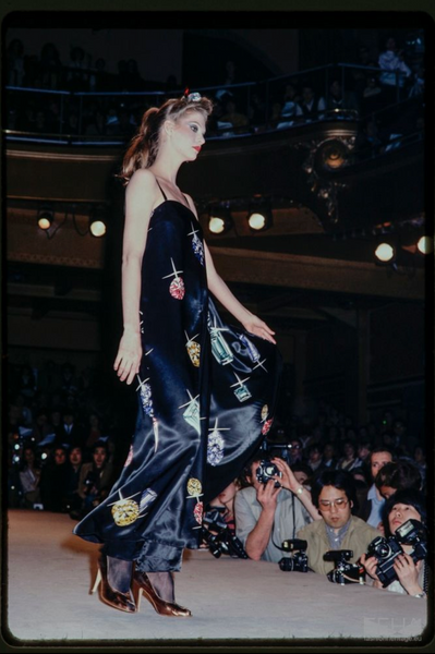 Jean Claude De Luca Vintage AW 1978 Gemstone Print Pleated Metallic Lame Wrap Skirt