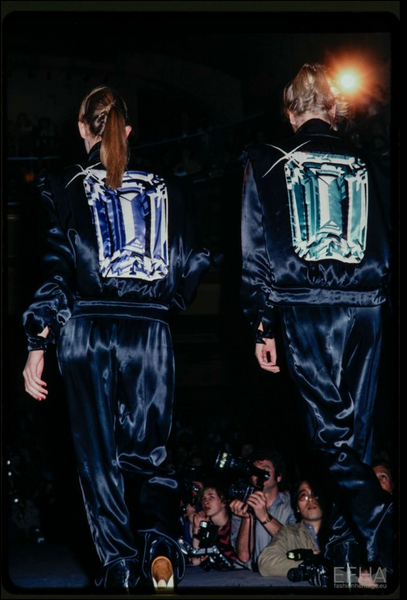 Jean Claude De Luca Vintage AW 1978 Gemstone Print Pleated Metallic Lame Wrap Skirt