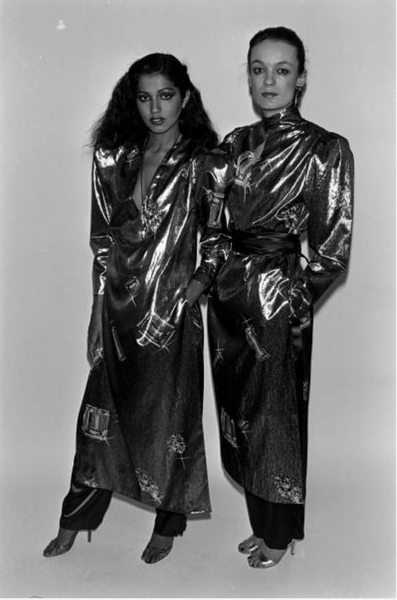 Jean Claude De Luca Vintage AW 1978 Gemstone Print Pleated Metallic Lame Wrap Skirt