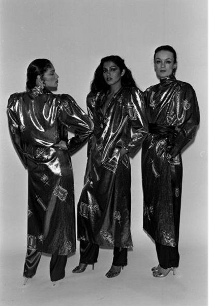 Jean Claude De Luca Vintage AW 1978 Gemstone Print Pleated Metallic Lame Wrap Skirt