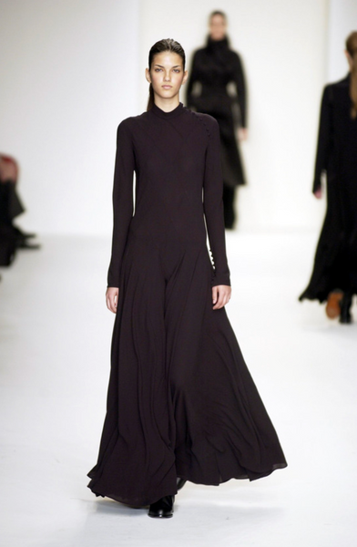 Calvin Klein Collection Vintage AW 2002 Black Diamond Panel Semi-Sheer Silk Gown