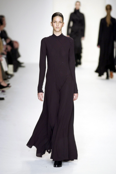 Calvin Klein Collection Vintage AW 2002 Black Diamond Panel Semi-Sheer Silk Gown