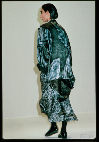 Yohji Yamamoto Y's Vintage Mid 1980s Green Tropical Satin Skirt