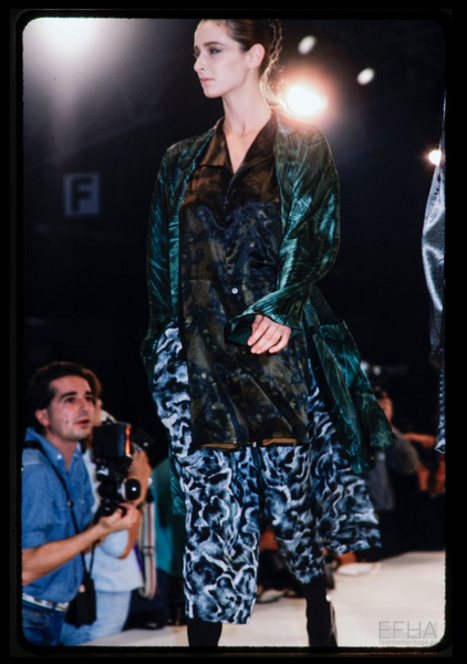 Yohji Yamamoto Vintage SS 1985 Marbled Cloud Blue Oversized Rayon Duster