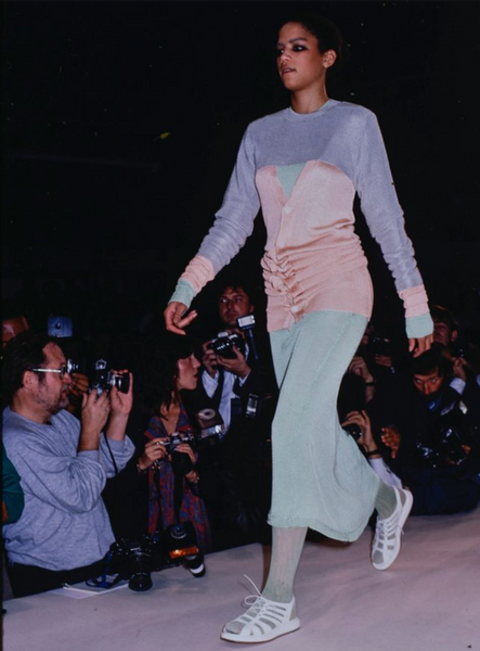 Comme des Garcons Vintage SS 1986 Phenomenal Pale Blue-Grey Ultra Cropped Knit Sweater
