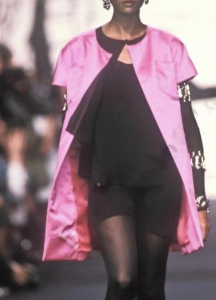 Karl Lagerfeld Vintage AW 1990 Shocking Pink Silk Satin Short Sleeve Jacket
