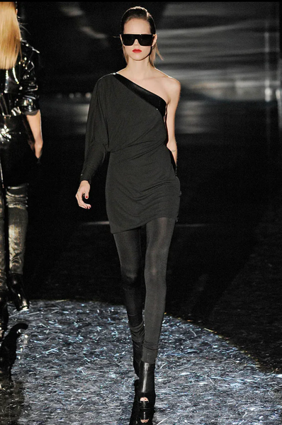 Gucci Vintage AW 2009 by Frida Giannini Black Draping Jersey Asymmetrical One Shoulder Gown