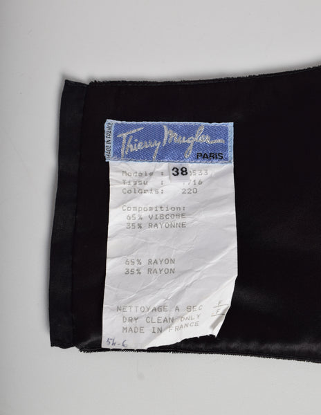 Thierry Mugler Vintage 1987 ICONIC Black Winged Bustier and Silk Skirt Ensemble