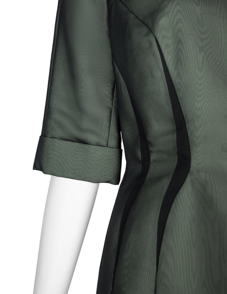 Thierry Mugler Vintage SS 1999 Green and Black Chiffon Tailored Skirt Suit