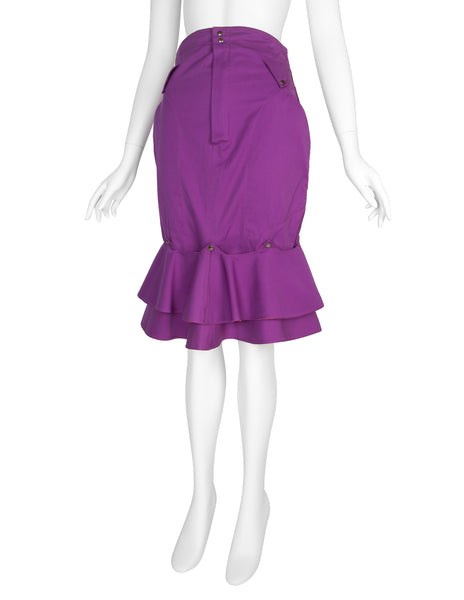 Thierry Mugler Vintage SS 1980 Purple and Orange Detachable Ruffle Skirt