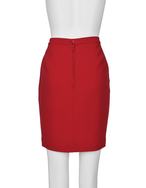 Thierry Mugler Vintage Red Wool Gabardine Jacket Skirt Two Piece Suit