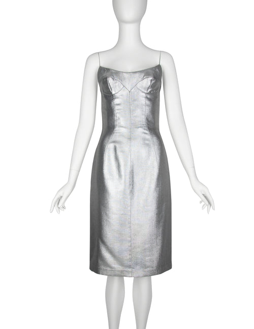 Thierry Mugler Couture Vintage Metallic Silver Pointed Bust Mini Dress Amarcord Vintage Fashion Thierry Mugler Couture Vintage Metallic Silver Pointed Bust Mini Dress Amarcord Vintage Fashion