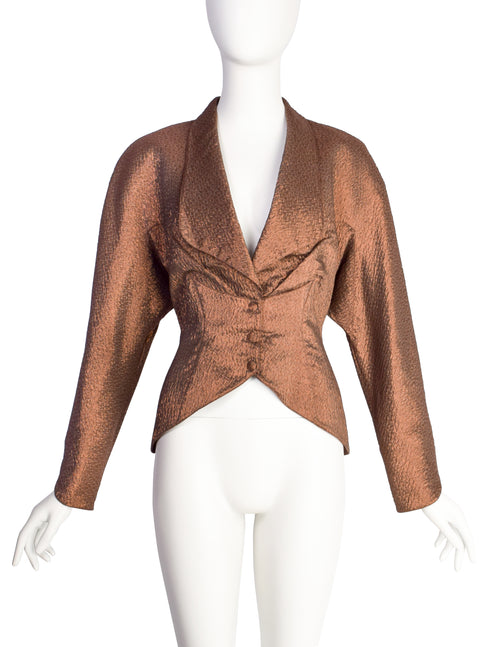 Thierry Mugler Vintage Chocolate Brown Metallic Shimmer Silk Jacket –  Amarcord Vintage Fashion