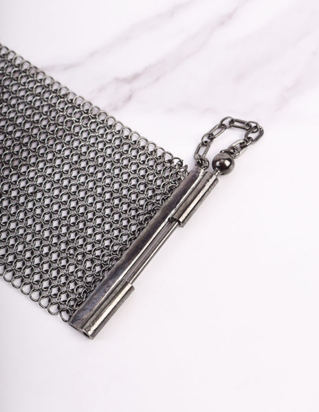 Ugo Correani Vintage Gunmetal Mesh Glass Jewel Bracelet