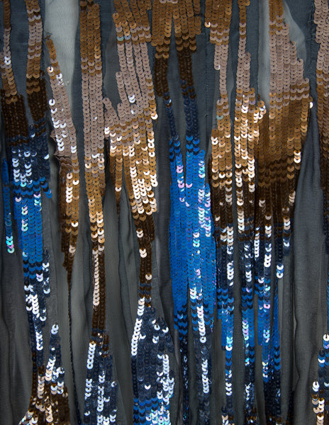 Valentino Vintage SS 1997 Multicolor Sequin Embellished Blue Silk Chiffon Skirt