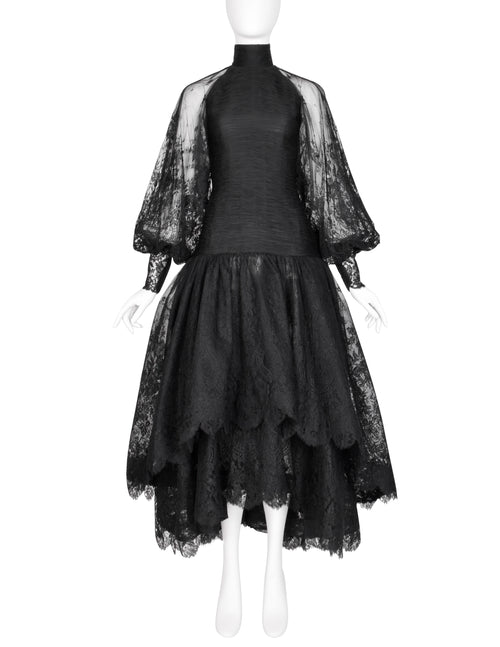 Valentino Vintage Alta Moda Couture AW 1987 Phenomenal Black Silk