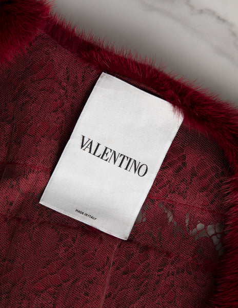 Valentino c.2015-2016 Burgundy Mink and Lace Cropped Vest