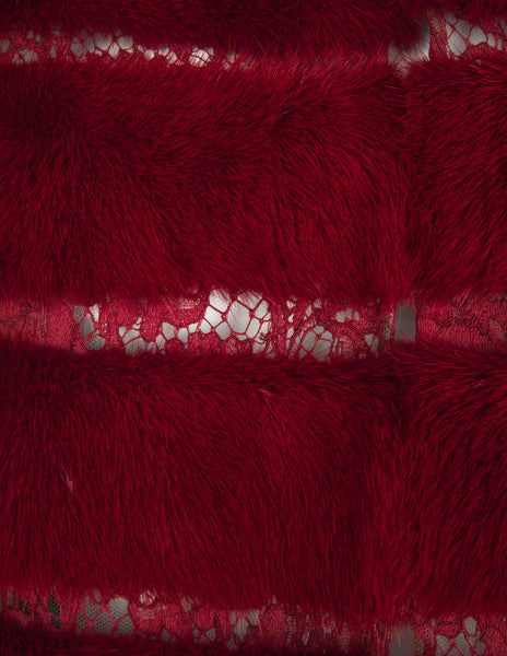 Valentino c.2015-2016 Burgundy Mink and Lace Cropped Vest