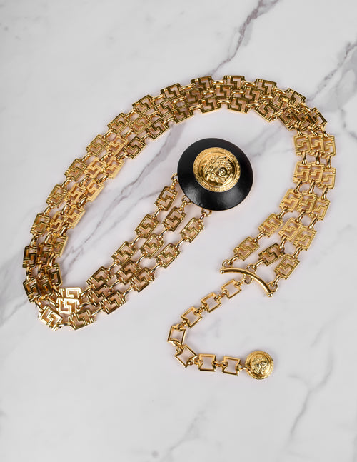 Gianni Versace Vintage AW 1992 Miss S&M Black Leather and Golden Tripl Amarcord Vintage Fashion Gianni Versace Vintage AW 1992 Miss S&M Black Leather and Golden Tripl Amarcord Vintage Fashion