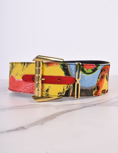Gianni Versace Vintage SS 1991 Marilyn Monroe & James Dean Pop Art Print Belt