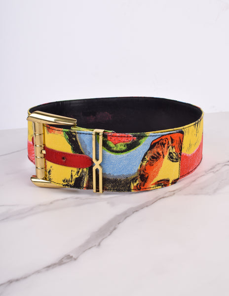 Gianni Versace Vintage SS 1991 Marilyn Monroe & James Dean Pop Art Print Belt